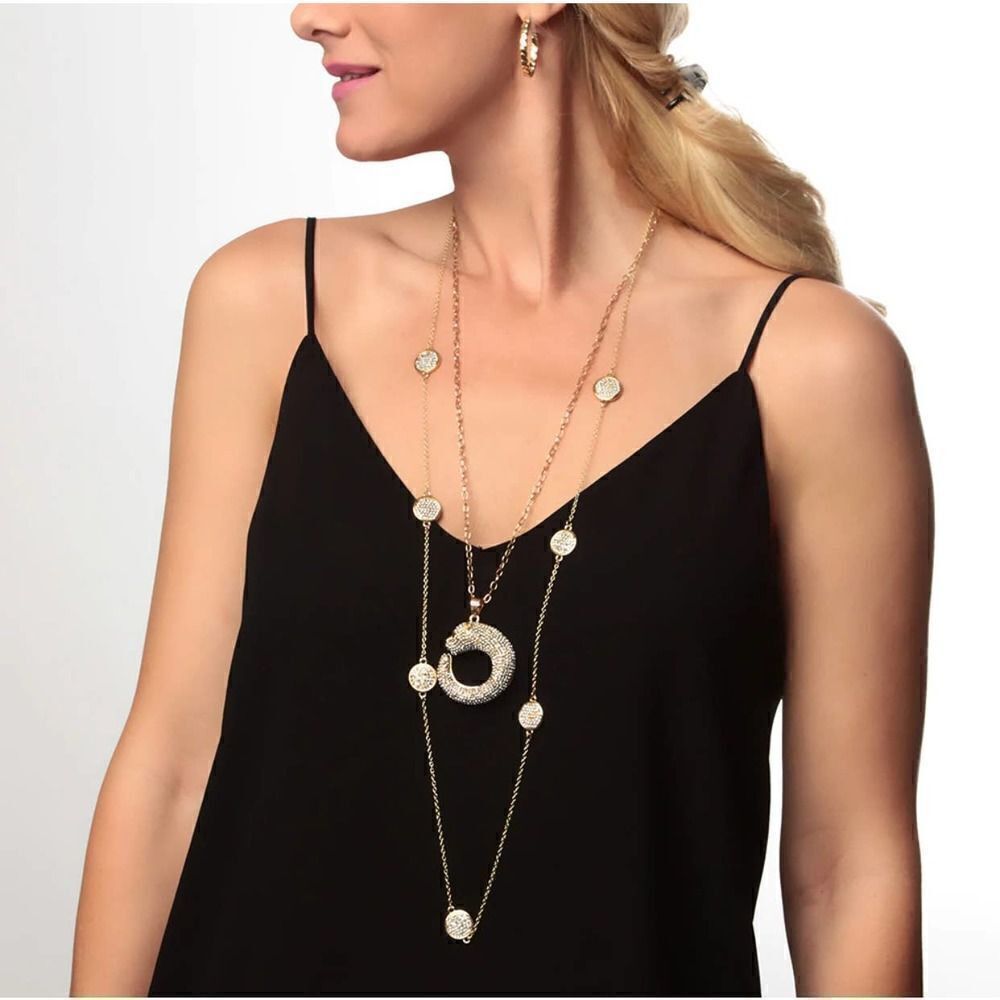 Amrita Singh Crystal Tiger Pendant Gunmetal